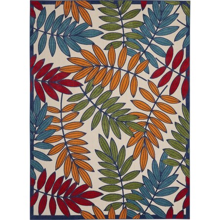 Homeroots 8 x 11 ft. Multi Color Leaves Indoor & Outdoor Area Rug 384947